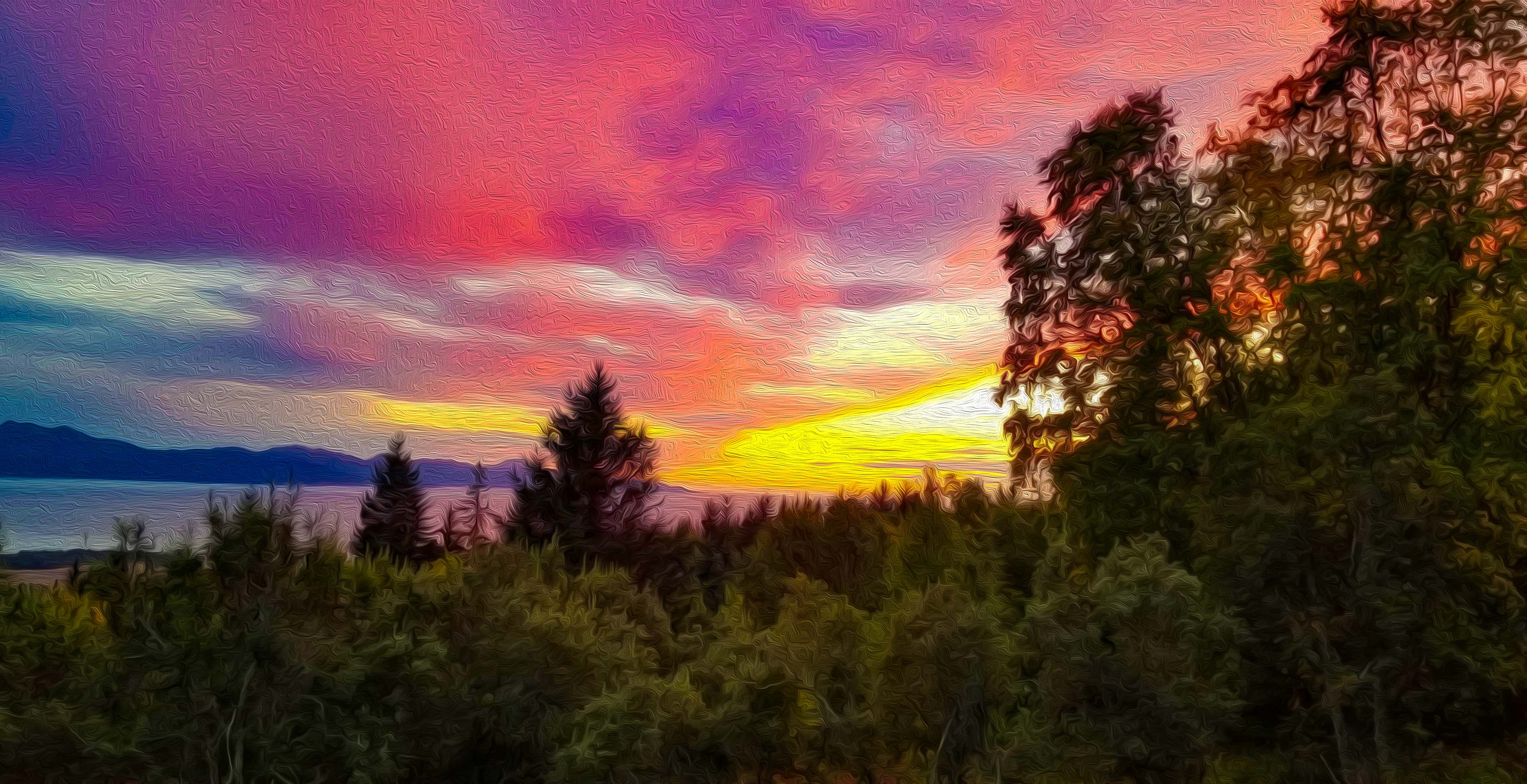 Porch Sunset Oil Paint